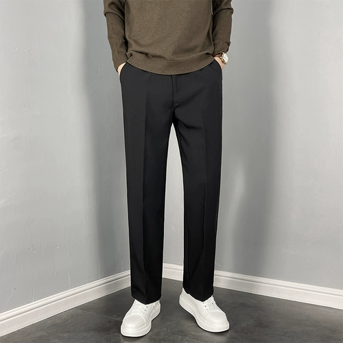 Демисезонный трендовый костюм, штаны, в корейском стиле, свободный прямой крой