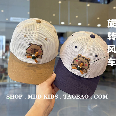 卡皮巴拉夏季鸭舌帽宝宝棒球帽韩