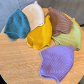 日系宝宝帽子秋冬款 针织护耳帽男女童奶嘴毛线套头帽婴幼儿包头帽