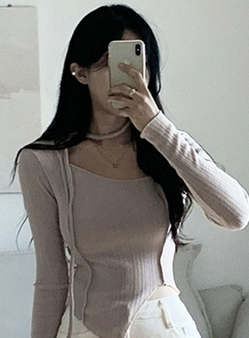 韩国直邮Secondesecon秋百搭时尚气质淑女温柔修身显瘦长袖针织衫