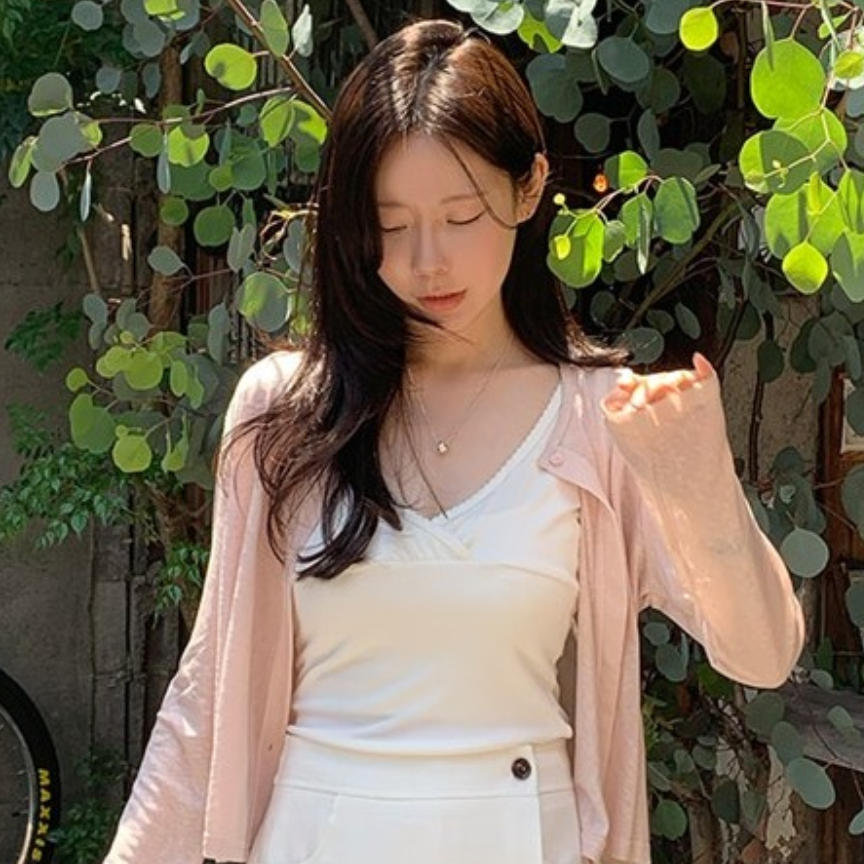韩国代购直邮2026夏Fine-thankyou韩系少女风V领针织温柔韩系风