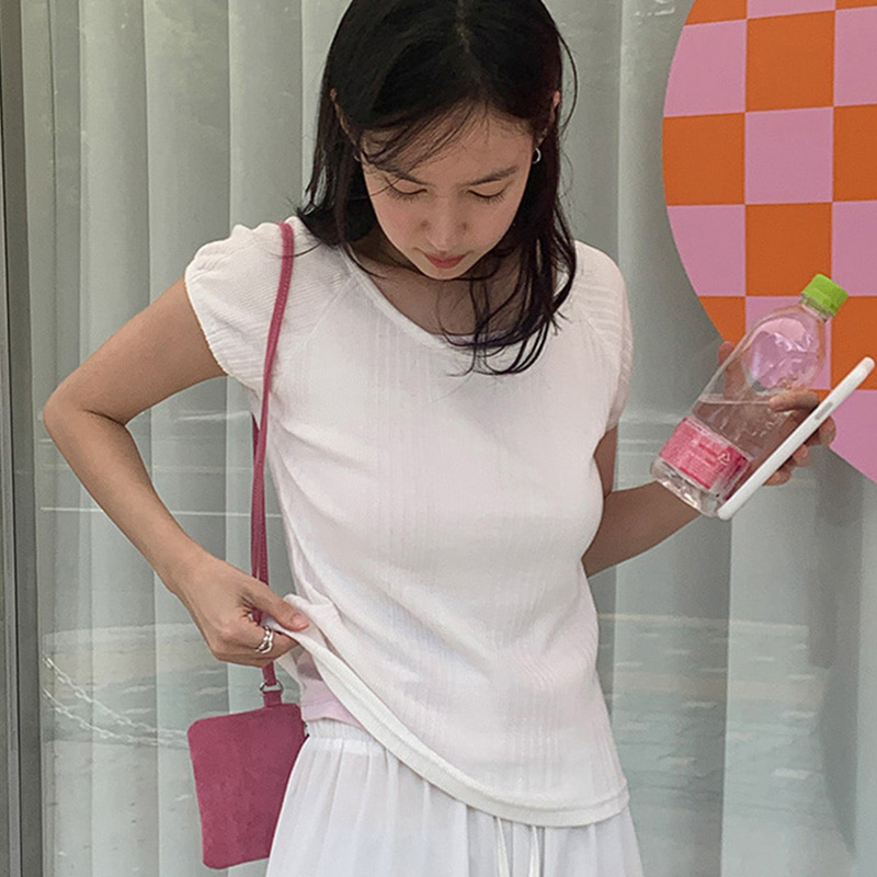 百搭温柔日常居家圆领短袖T恤女