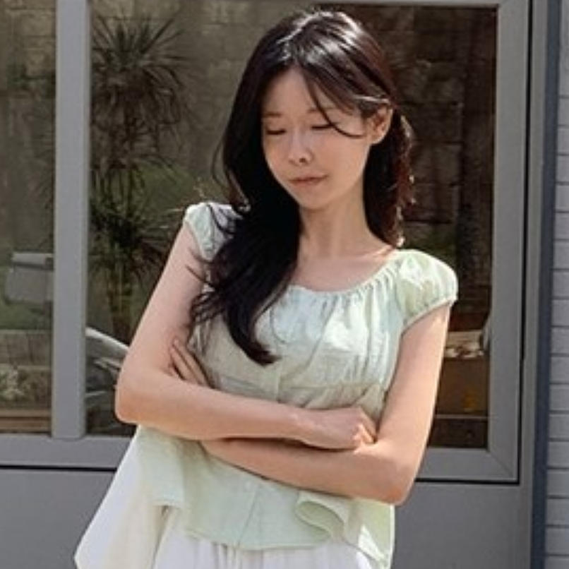 韩国代购直邮2026夏Fine-thankyou甜美一字肩泡泡袖衬衫娃娃衫