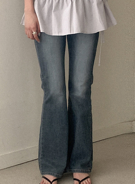 韩国直邮Heylady秋百搭时尚复古街头修身水洗显瘦口袋牛仔裤女