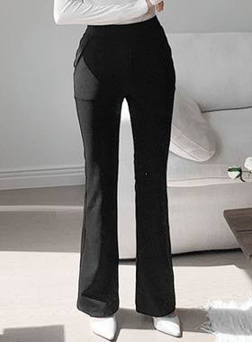 韩国直邮Secondesecon秋百搭时尚气质通勤高腰显瘦修身微喇休闲裤