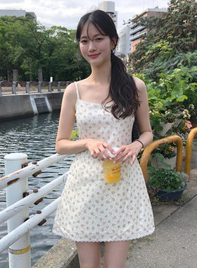 韩国代购直邮2026夏ordinairement甜美风碎花可爱显瘦吊带连衣裙