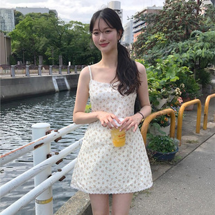 韩国代购直邮2026夏ordinairement甜美风碎花可爱显瘦吊带连衣裙