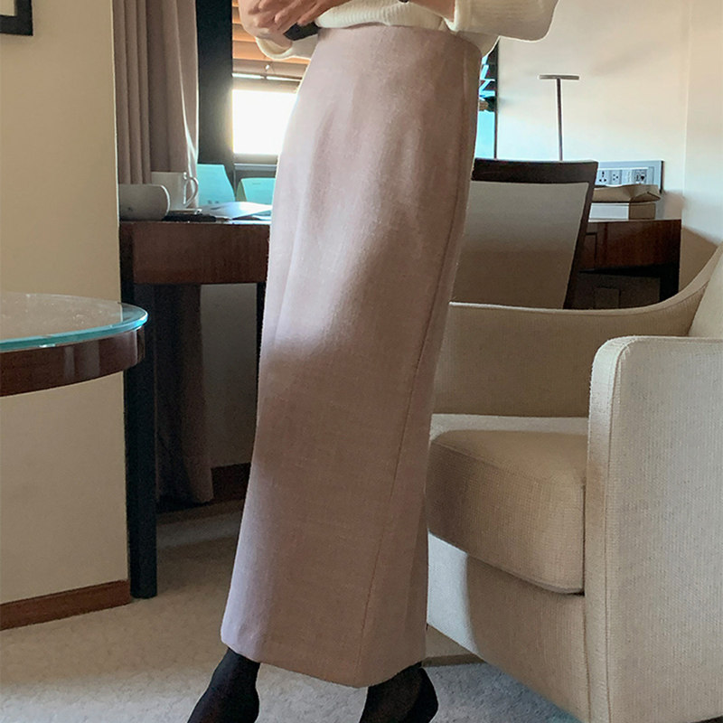 韩国代购直邮Fine-thankyou冬极简风气质通勤显瘦A字毛呢半身裙女