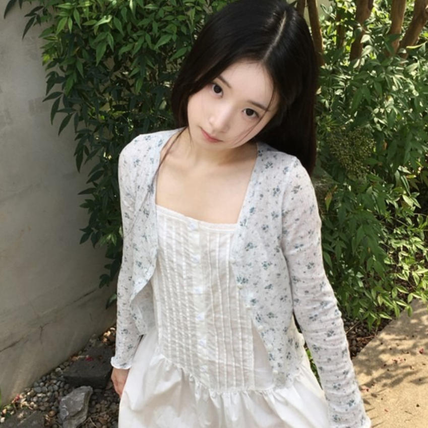 韩国代购直邮2026秋Daybin甜美小碎花减龄短开衫女薄款温柔小外套