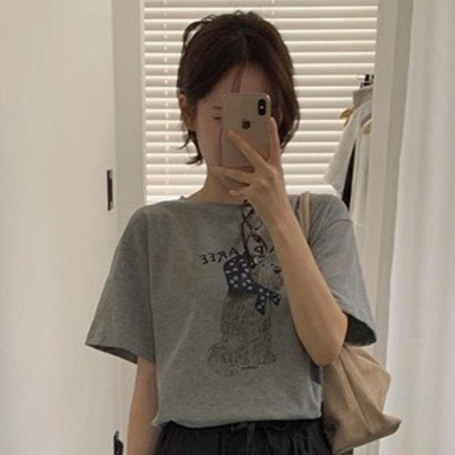 韩国代购直邮2026秋Fine-thankyou童趣卡通印花宽松百搭短袖T恤女