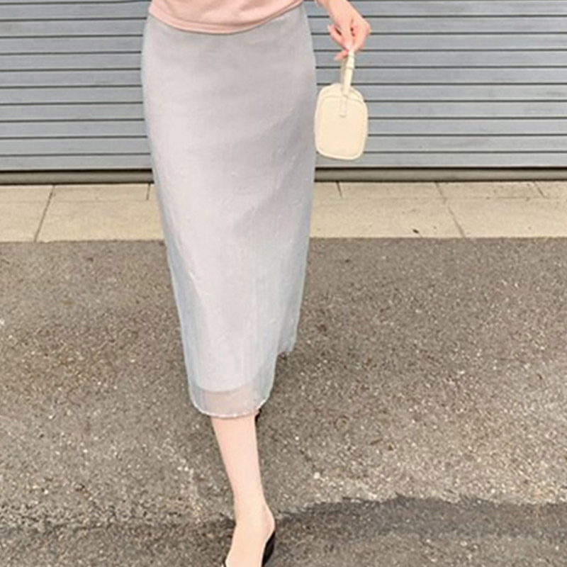 韩国代购直邮2026夏Cherrykoko淑女气质温柔优雅后开叉半身长裙女