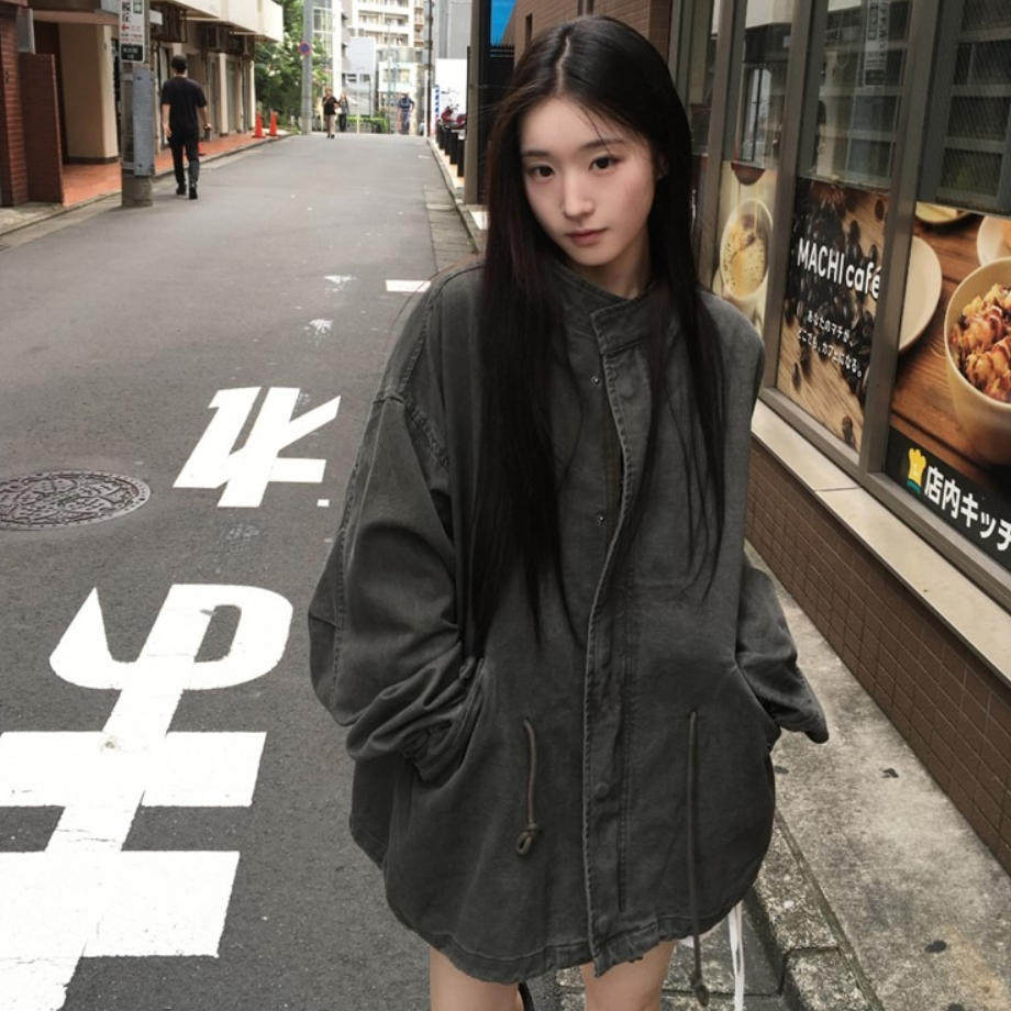 韩国代购直邮2026秋Daybin宽松立领风衣女中长款拉链外套休闲百搭