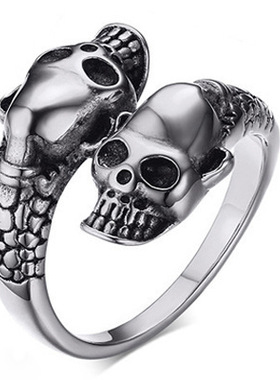 2023欧美饰品批发 开口骷髅头铸造戒指 男士指环手饰时尚手环批发