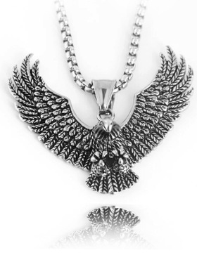 厂家直销钛钢雄鹰吊坠朋克项链复古潮男不锈钢铸造老鹰项坠