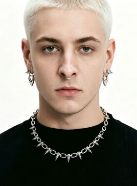 PUNK 小众设计感尖刺锁骨链项链男女个性夸张重工亚比配饰ins