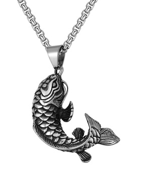 欧美爆款项链鲤鱼个性复古项链环保纪念品项链配饰不锈钢锦鲤
