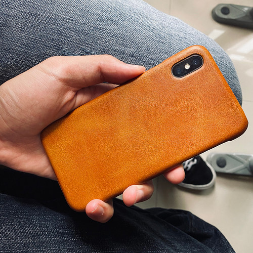 小牛纹适用苹果x手机壳大孔11/12/PRO素皮iPhone xs max商务保护皮套XS半包硬壳xr防手汗清爽手感16e/17E