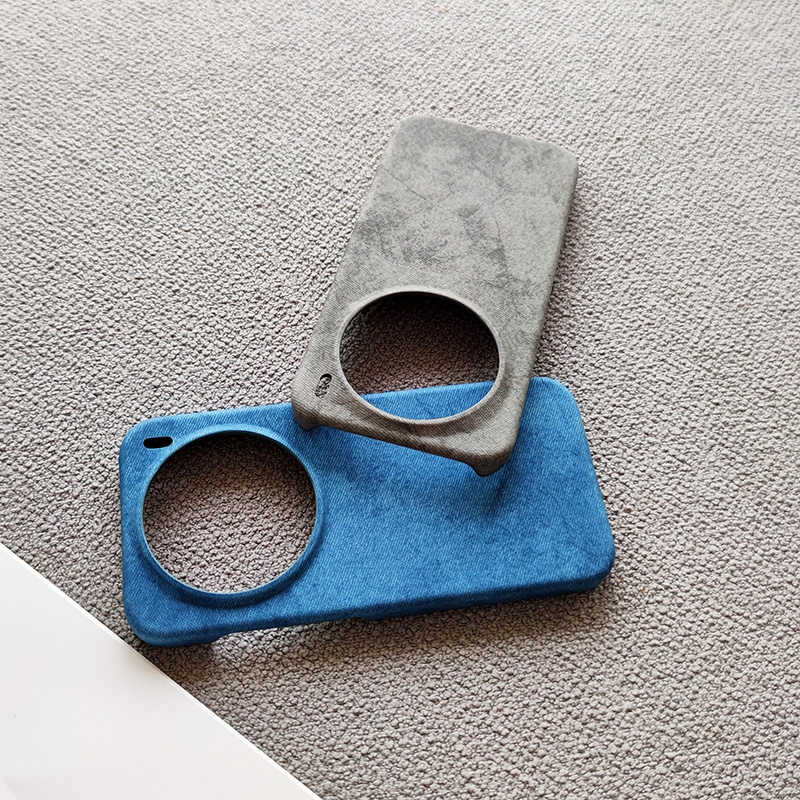 简约牛仔皮纹vivo x200/x300/X100/S/ultra手机壳大孔x200pro mini保护套半包织物硬壳不粘指纹防手汗手机套