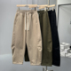 宽松休闲裤 重磅厚实秋冬立体裁剪弯刀裤 潮男加绒加厚纯棉斜纹工装