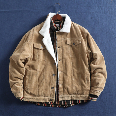 加厚冬季复古灯芯绒棉衣