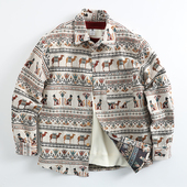 古着民族风图腾提花衬衫 重磅厚实男女咔叽宽松廓形衬衣休闲外套