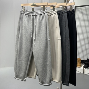 纯色直筒慵懒休闲运动卫裤 极简老钱风日常百搭宽松阔腿弯刀裤 男士