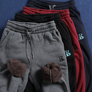 卫裤 冬季 百搭休闲大码 加绒加厚保暖羊羔绒运动收口裤 主力外贸男装