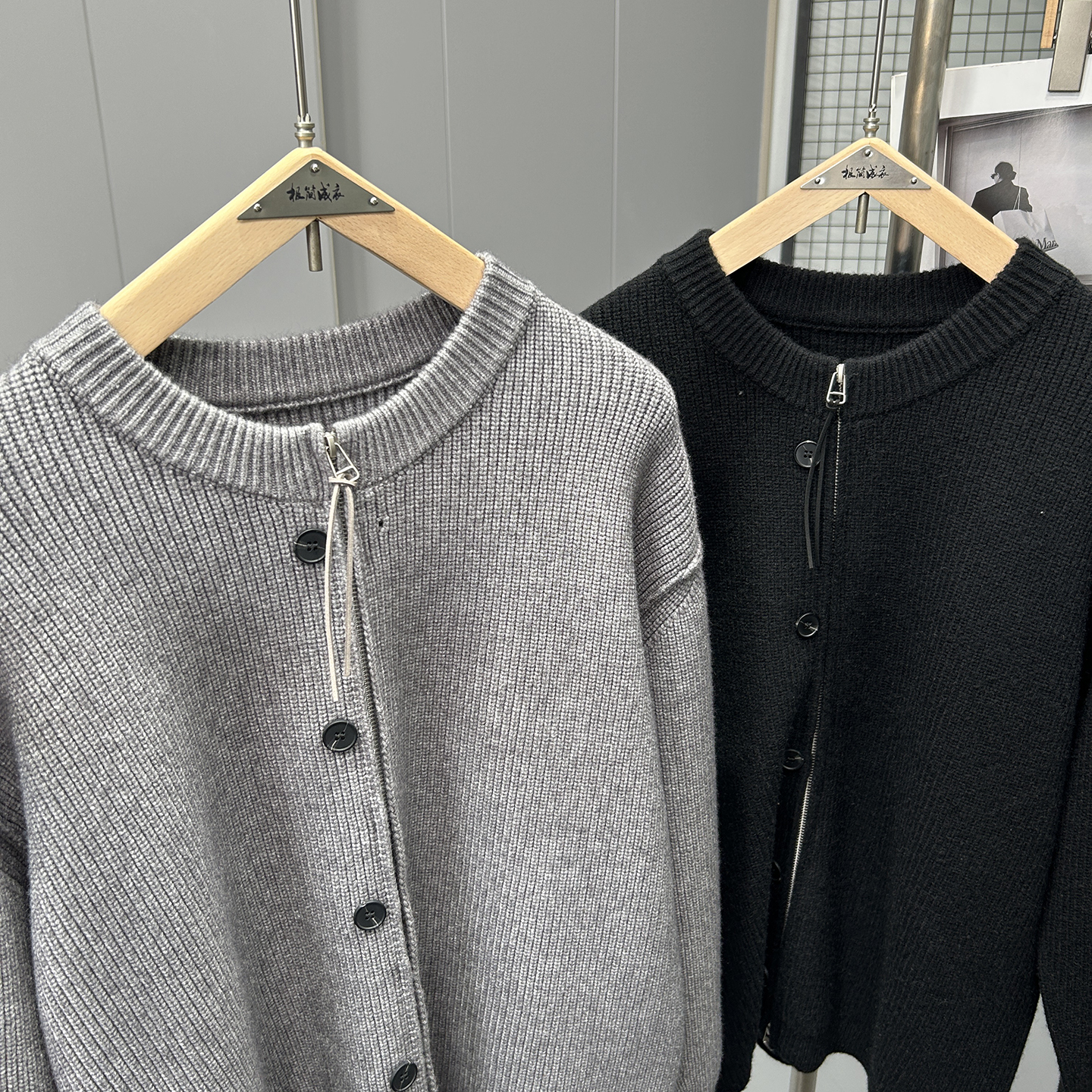 重磅厚实复古老钱风针织开衫毛衣