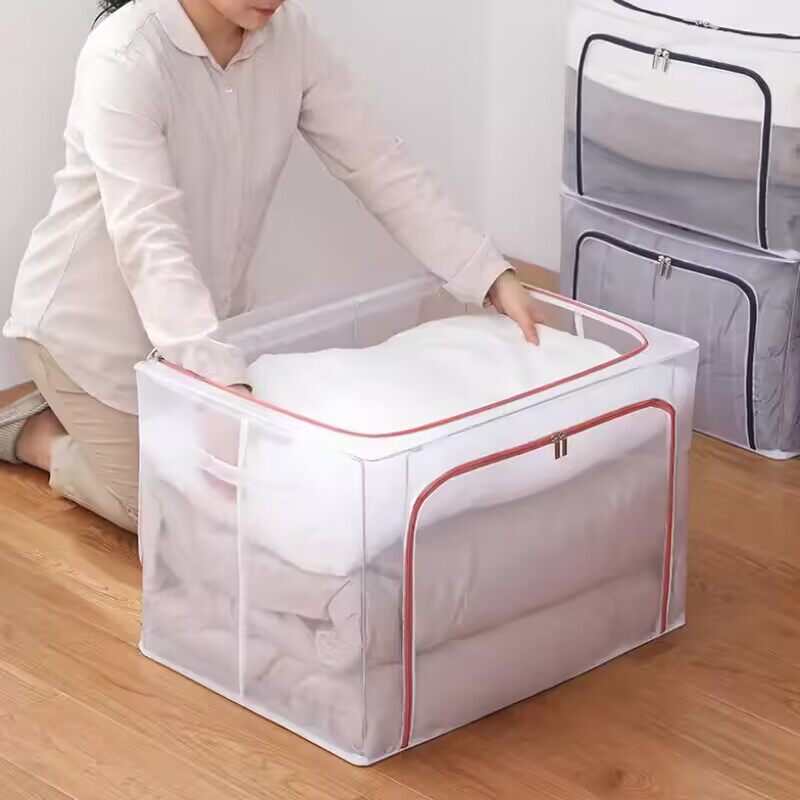 透明衣物收纳箱双开门折叠式大容量衣服储物箱房间衣柜整理盒神器