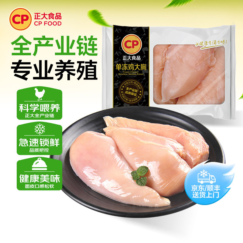 正大鸡胸肉生鲜去皮鸡肉新鲜食品鸡胸肉冷冻批发集团500g/袋