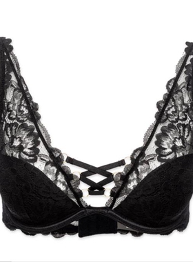 法单内衣 欧美外贸蕾丝V薄棉性感舒适文胸70BC75AC80AC85B90CD