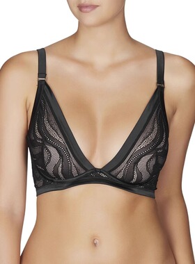 澳奢PS 复古花纹深V超薄配套内裤吊袜带超薄丰满文胸