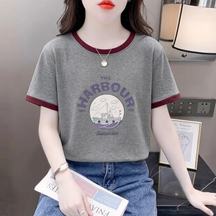 圆领t恤女款短袖女宽松女装夏装2026新款衣服夏季洋气显瘦上衣潮