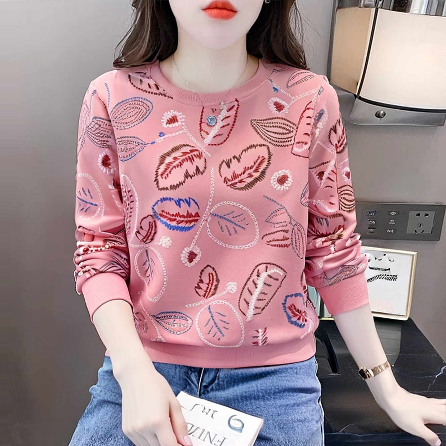 欧货卫衣女新款时尚印花春秋款