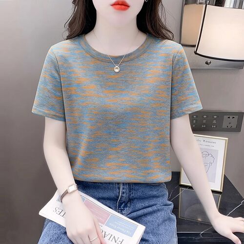 彩虹显瘦短袖T恤女夏季圆领女装