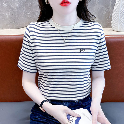 条纹短袖t恤时尚百搭上衣