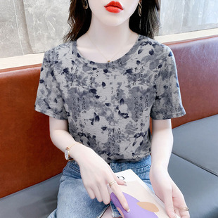 创意字母印花短袖 女t恤2025新款 宽松女士高档上衣夏季 百搭体恤衫
