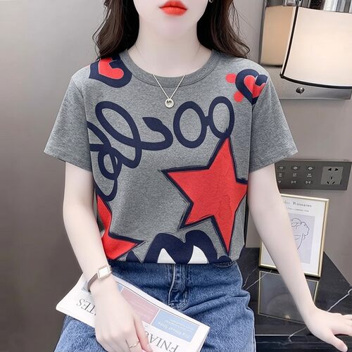 小众设计感短袖T恤女夏新款圆领