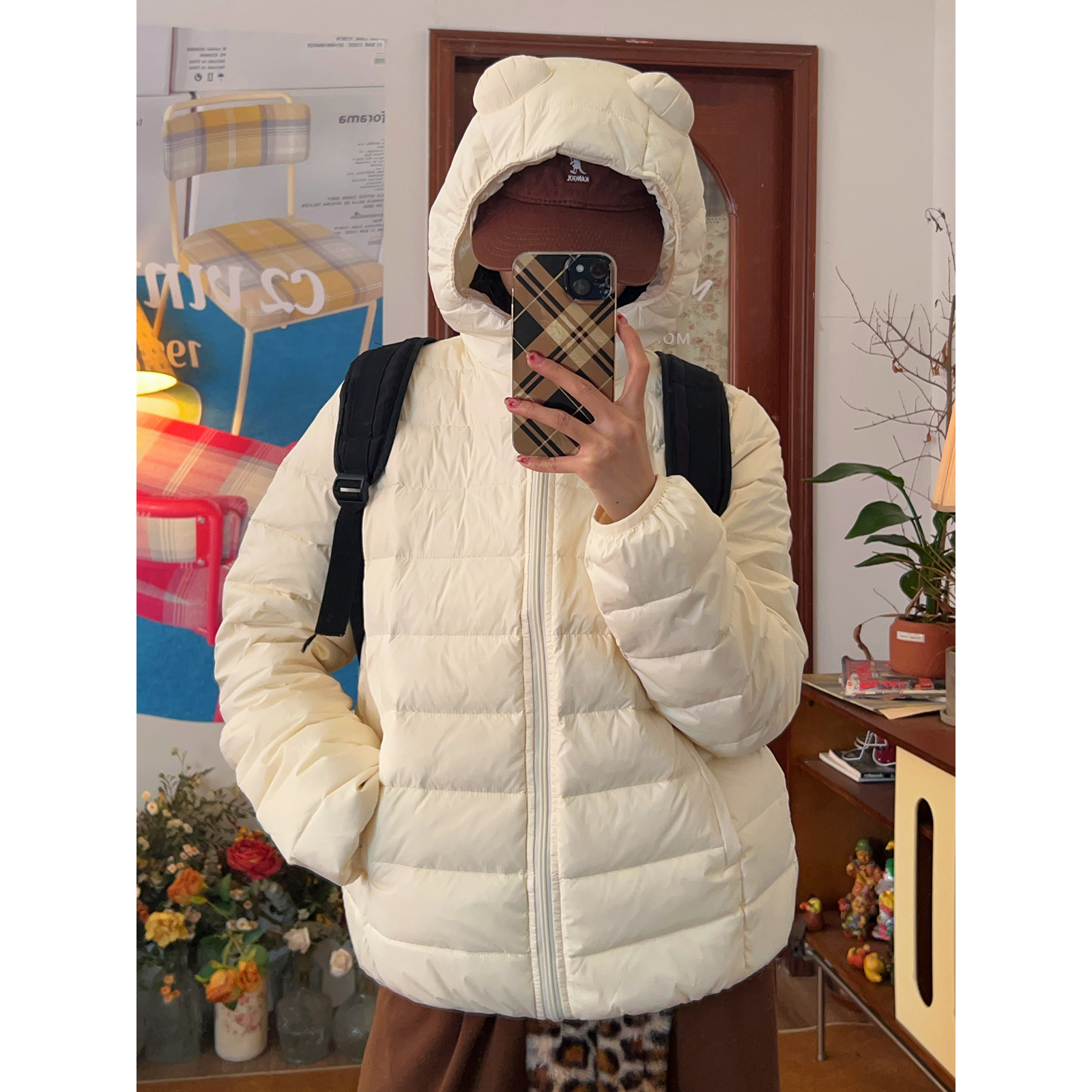 【新品买二送一】90白鸭绒排骨羽绒服女冬季新款复古休闲宽松上衣