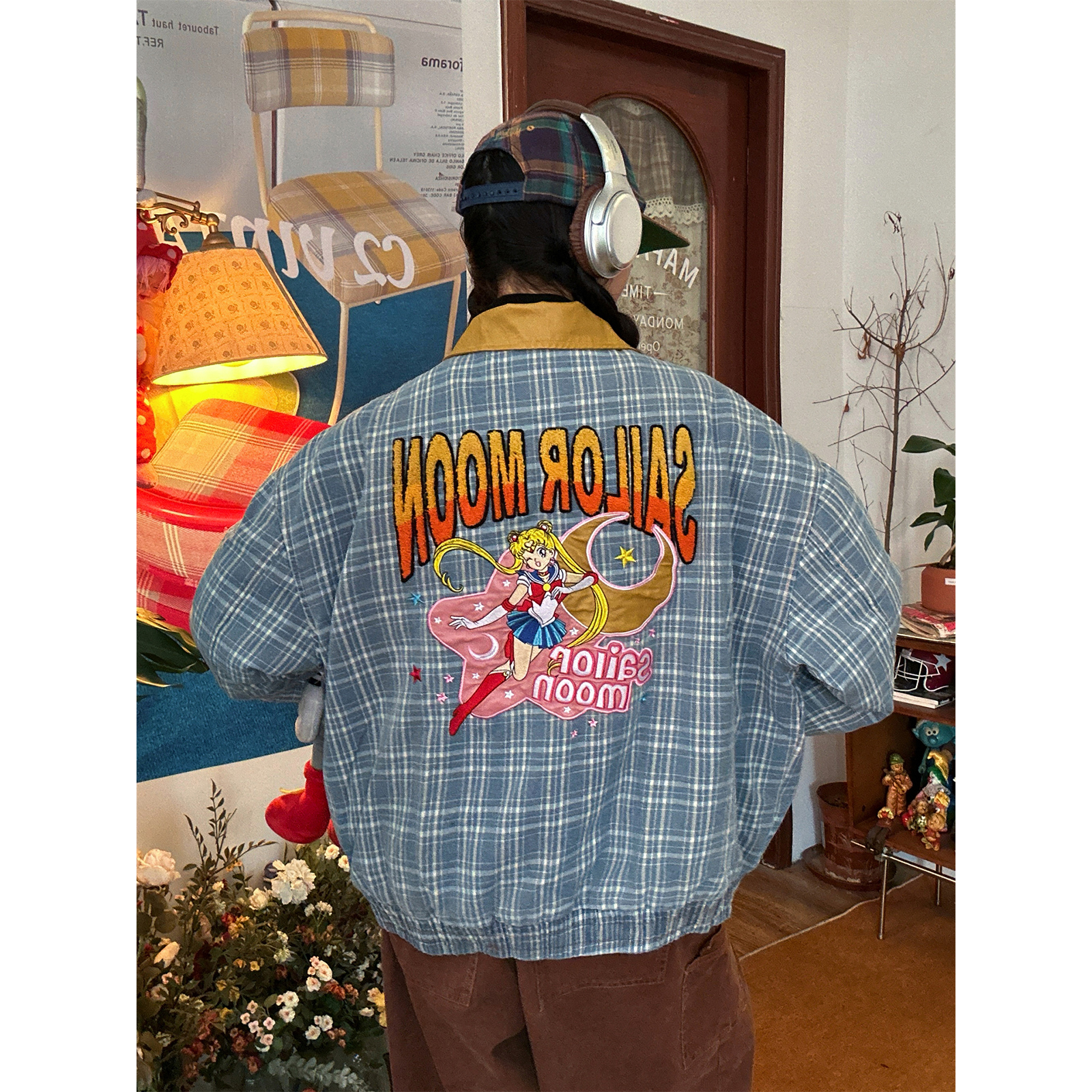 C2自制/美少女战士水冰月刺绣夹棉棒球服棉服外套男女同款秋冬潮