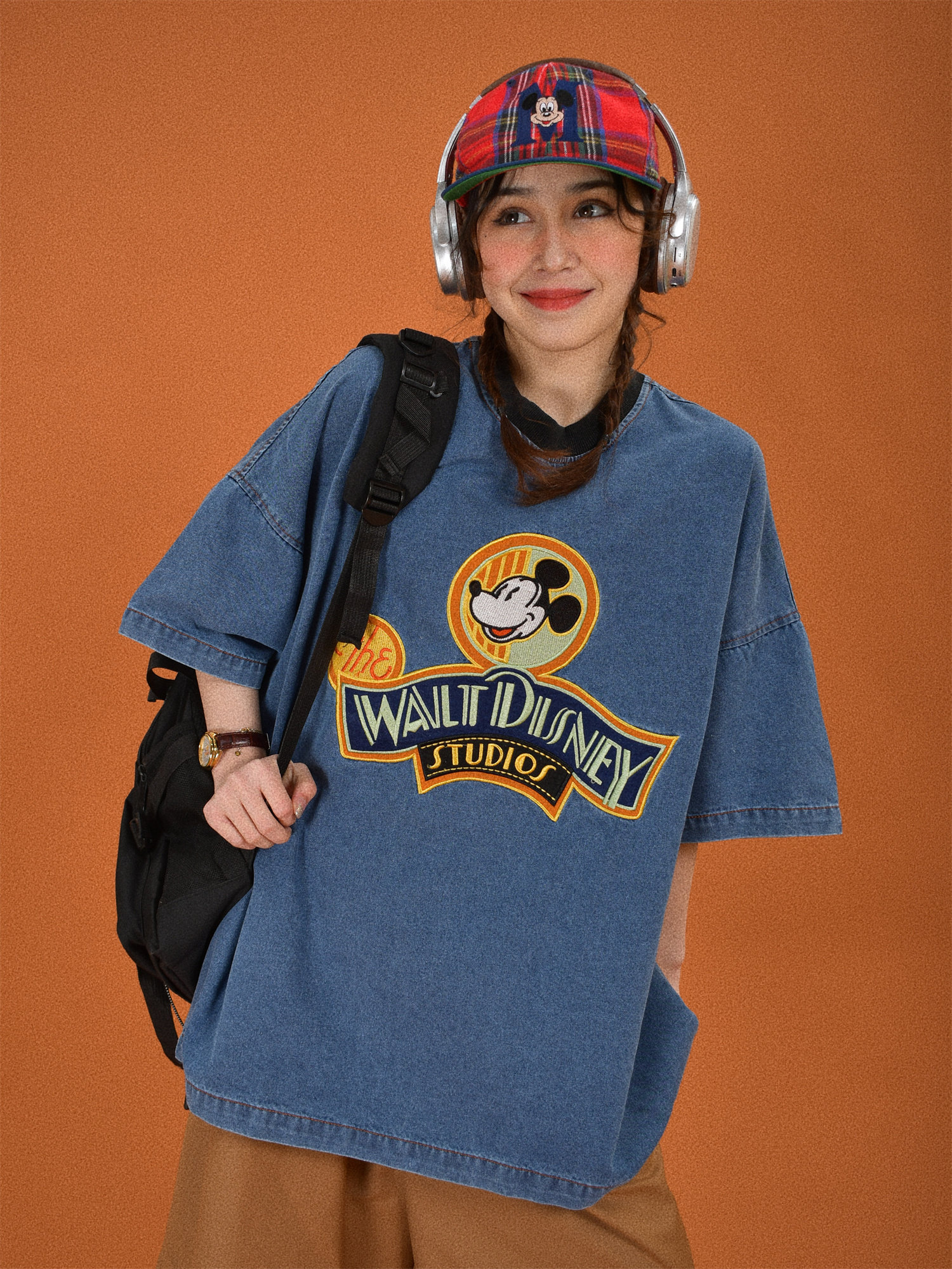 中性美式复古半袖卡通