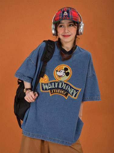 中性美式复古半袖卡通