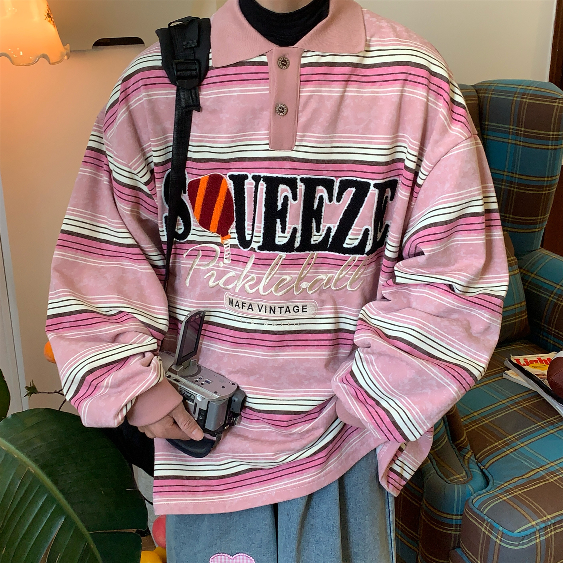 常规长袖上衣C2自制美式复古宽松