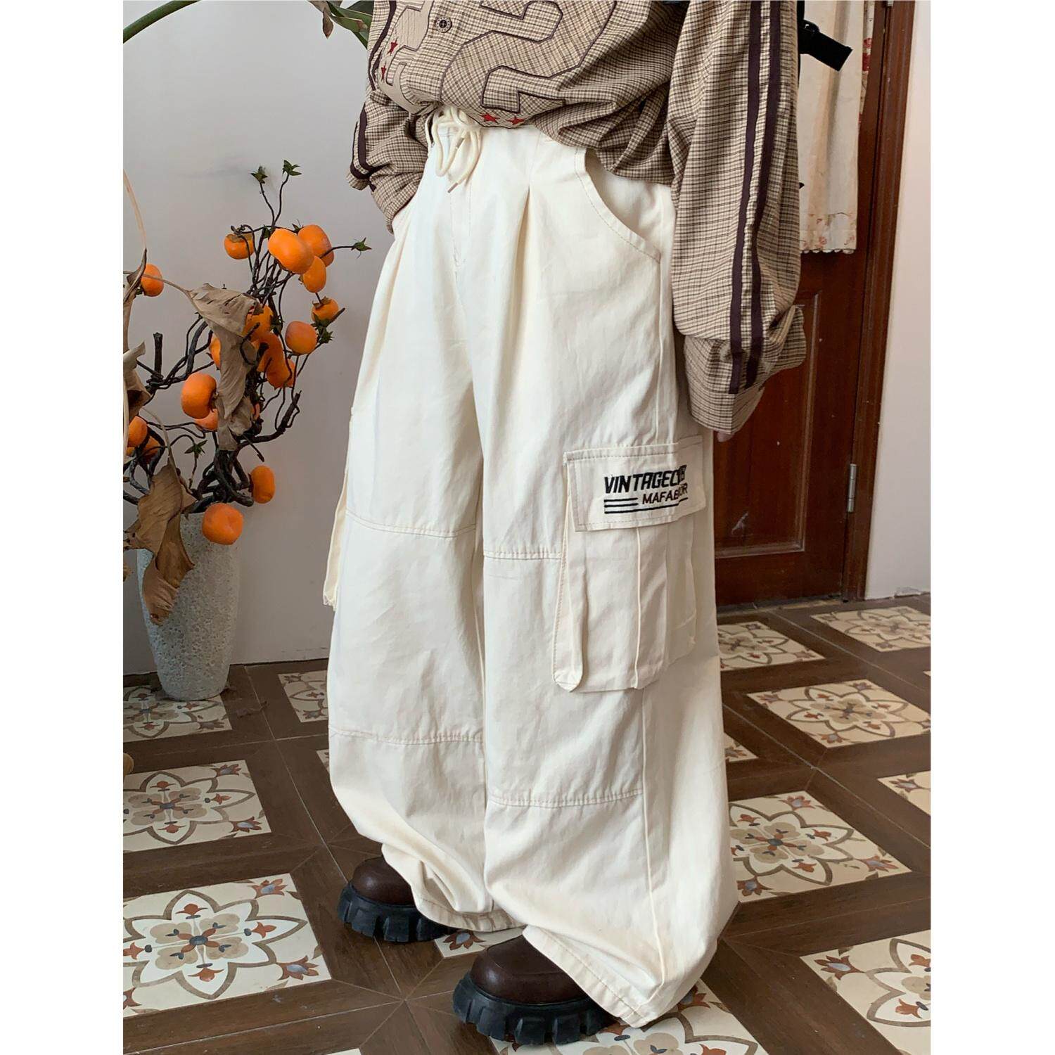 C2自制/美式复古多口袋工装裤男女高街阔腿裤直筒宽松百搭长裤子,女装/女士精品,休闲裤,淘宝优惠券,粉丝福利购,淘宝优惠卷