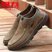 新款 舒适户外中式 回力父亲鞋 2026春季 皮面休闲鞋 男一脚蹬时尚 单鞋