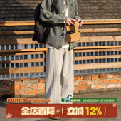 日系宽松垂感弯刀裤 GOOZI 子 男春季 直筒休闲裤 MADE 灰色运动卫裤