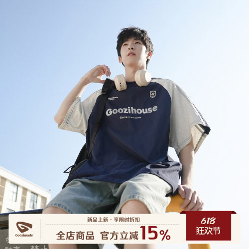 GOOZIMADE美式插肩袖T恤男夏季