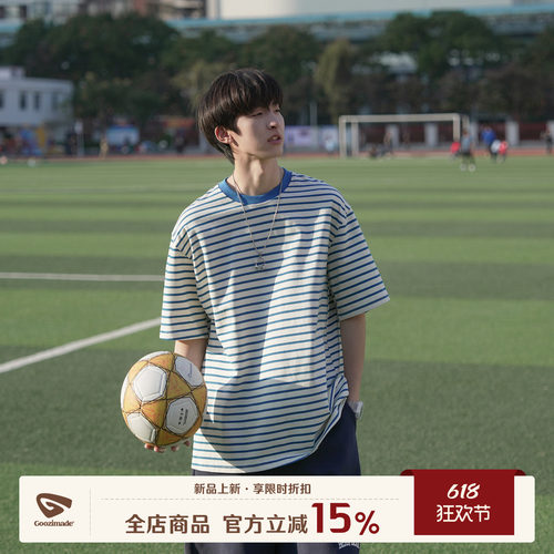 GOOZIMADE条纹T恤男日系男上衣
