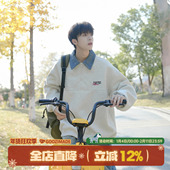 港仔文艺男420g重磅刺绣半拉链卫衣男春秋美式 男生撞色polo领外套