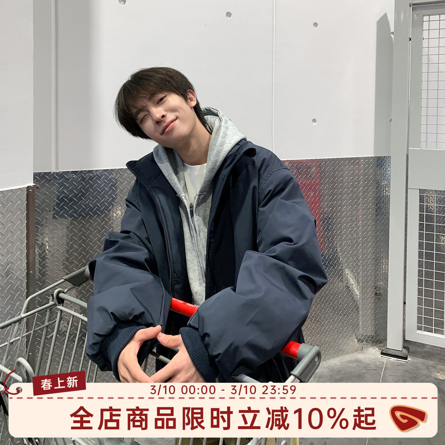 港仔文艺男美式飞行夹克棉服男冬季2026新款保暖宽松立领棉衣外套